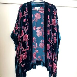 Jessica Simpson Teal Velvet Kimono